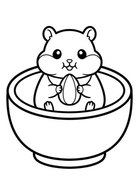 Cuddly Hamster in Food Bowl para colorir Desenho de Cuddly Hamster in Food Bowl para colorir e imprimir grátis