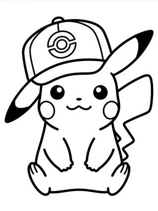Pikachu wearing Trainer Hat para colorir Desenho de Pikachu wearing Trainer Hat para colorir e imprimir grátis