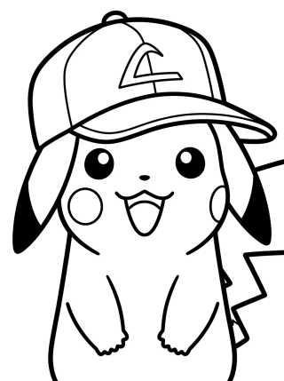 Pikachu with Trainer Hat para colorir Desenho de Pikachu with Trainer Hat para colorir e imprimir grátis