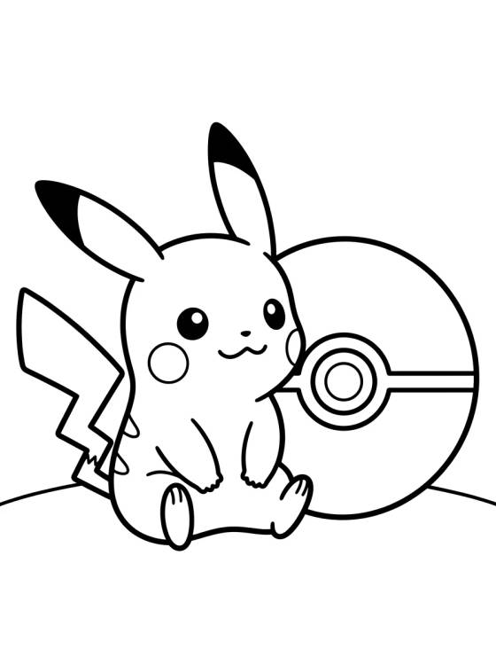 Pikachu with Pokéball para colorir Desenho de Pikachu with Pokéball para colorir e imprimir grátis