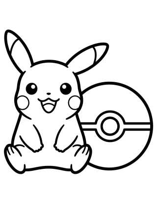 Pikachu with Pokéball para colorir Desenho de Pikachu with Pokéball para colorir e imprimir grátis