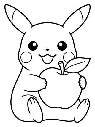 Pikachu Eating a Fruit para colorir Desenho de Pikachu Eating a Fruit para colorir e imprimir grátis