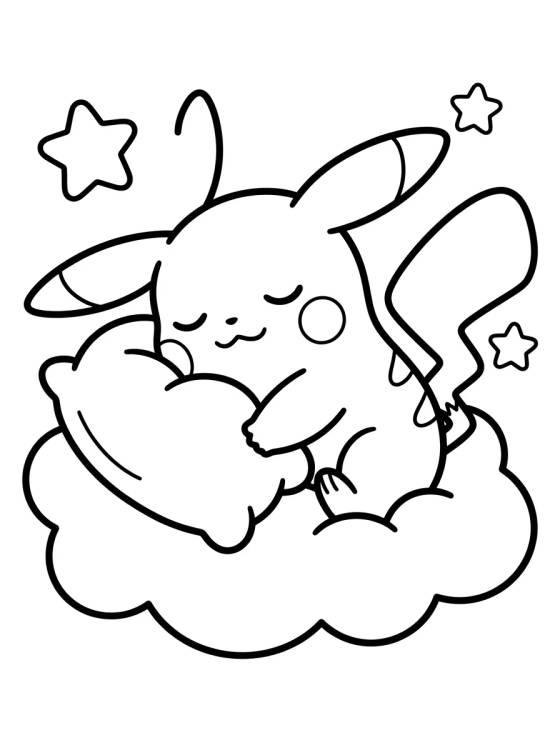 Pikachu Sleeping on a Cloud para colorir Desenho de Pikachu Sleeping on a Cloud para colorir e imprimir grátis