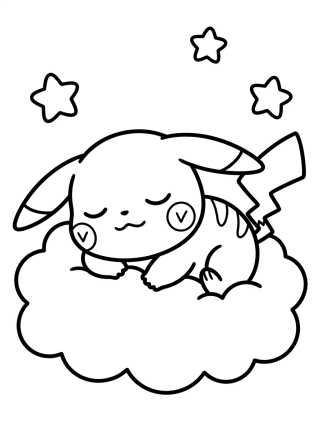 Sleeping Pikachu para colorir Desenho de Sleeping Pikachu para colorir e imprimir grátis
