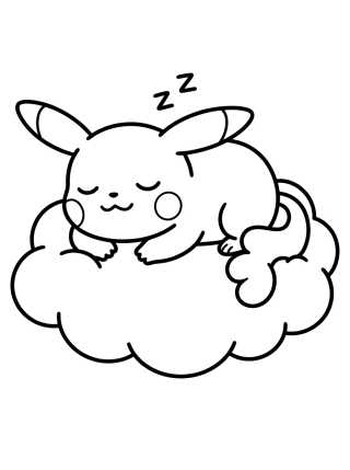 Sleeping Pikachu on a Cloud para colorir Desenho de Sleeping Pikachu on a Cloud para colorir e imprimir grátis