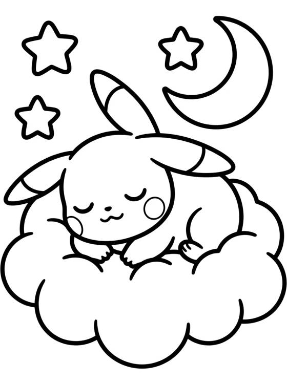 Pikachu Sleeping on a Cloud para colorir Desenho de Pikachu Sleeping on a Cloud para colorir e imprimir grátis