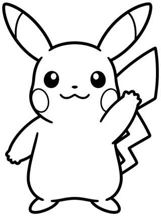 Cute Waving Pikachu para colorir Desenho de Cute Waving Pikachu para colorir e imprimir grátis