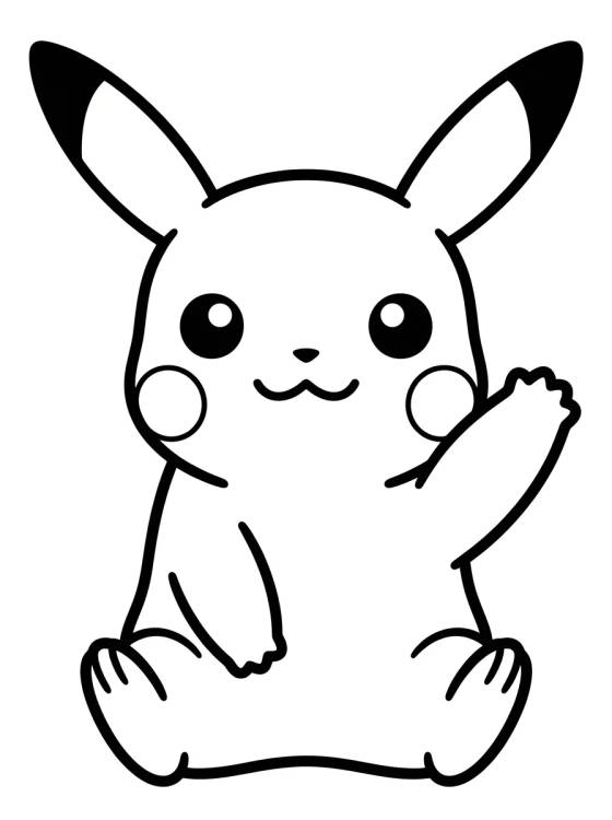 Cute Waving Pikachu para colorir Desenho de Cute Waving Pikachu para colorir e imprimir grátis