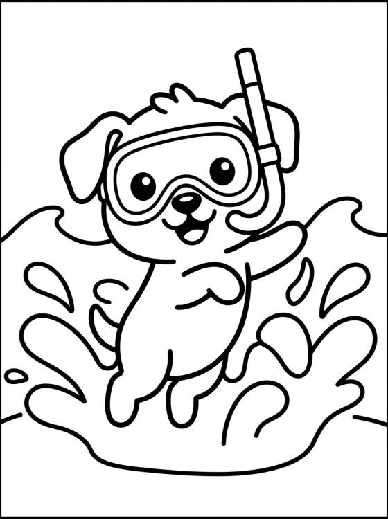 Scuba Diving Puppy with Mask para colorir Desenho de Scuba Diving Puppy with Mask para colorir e imprimir grátis