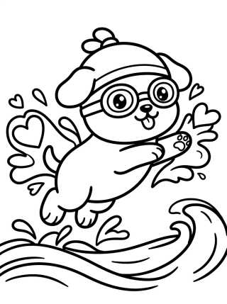 Puppy Taking a Fun Dive para colorir Desenho de Puppy Taking a Fun Dive para colorir e imprimir grátis