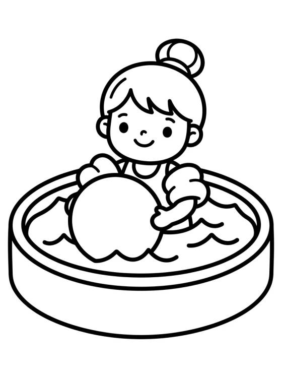 Child Playing with Ball in the Pool para colorir Desenho de Child Playing with Ball in the Pool para colorir e imprimir grátis