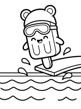 Happy Popsicle Taking a Dip in the Pool para colorir Desenho de Happy Popsicle Taking a Dip in the Pool para colorir e imprimir grátis