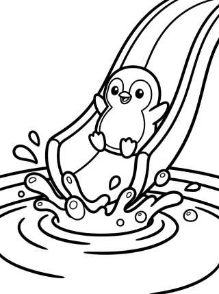Cute Penguin on a Pool Slide para colorir Desenho de Cute Penguin on a Pool Slide para colorir e imprimir grátis