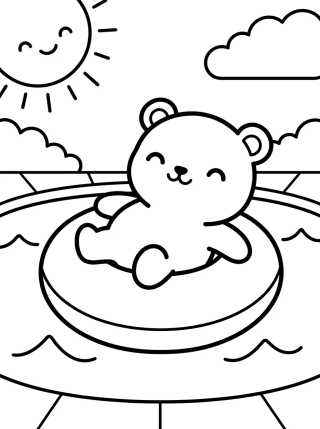 Little Bear Floating in the Pool para colorir Desenho de Little Bear Floating in the Pool para colorir e imprimir grátis