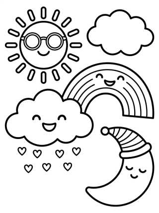 Smiling Weather Stickers para colorir Desenho de Smiling Weather Stickers para colorir e imprimir grátis