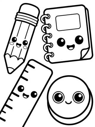 School Supplies Sticker Set para colorir Desenho de School Supplies Sticker Set para colorir e imprimir grátis