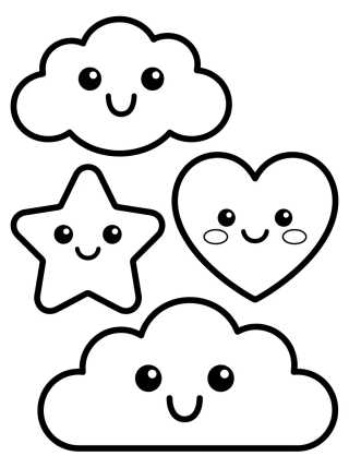 Kawaii Sticker Sheet to Color para colorir Desenho de Kawaii Sticker Sheet to Color para colorir e imprimir grátis
