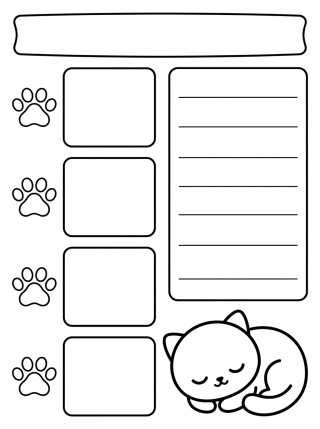 Daily Task Planner with Kitten para colorir Desenho de Daily Task Planner with Kitten para colorir e imprimir grátis