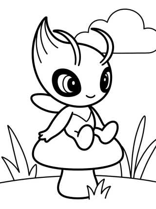 Cute Celebi in the Forest para colorir Desenho de Cute Celebi in the Forest para colorir e imprimir grátis