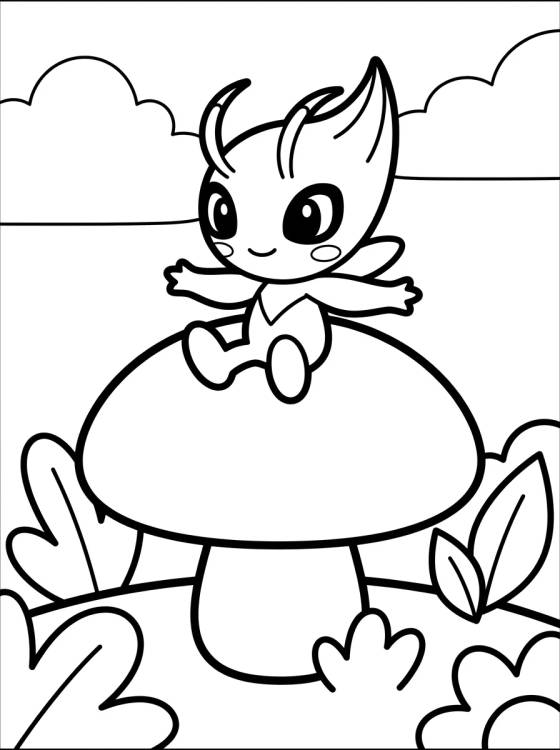 Cute Celebi in Nature para colorir Desenho de Cute Celebi in Nature para colorir e imprimir grátis