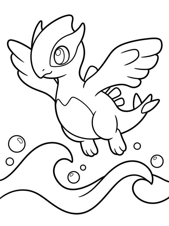 Kawaii Lugia in the Ocean para colorir Desenho de Kawaii Lugia in the Ocean para colorir e imprimir grátis