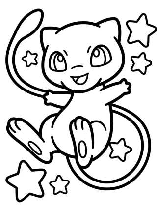 Cute and Smiling Mew para colorir Desenho de Cute and Smiling Mew para colorir e imprimir grátis
