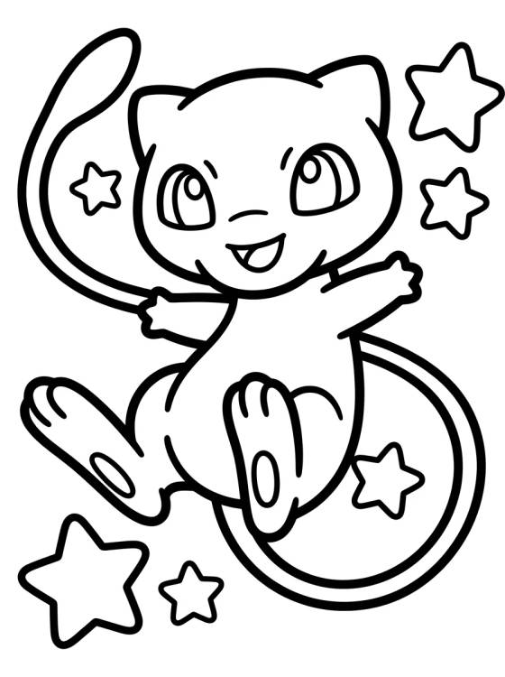 Cute and Smiling Mew para colorir Desenho de Cute and Smiling Mew para colorir e imprimir grátis