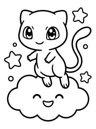 Cute Floating Mew para colorir Desenho de Cute Floating Mew para colorir e imprimir grátis