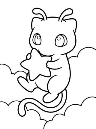 Cute Floating Mew para colorir Desenho de Cute Floating Mew para colorir e imprimir grátis