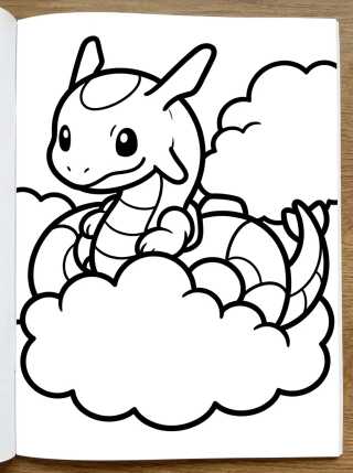 Cute Rayquaza in the Clouds para colorir Desenho de Cute Rayquaza in the Clouds para colorir e imprimir grátis