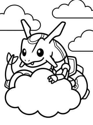 Kawaii Rayquaza in the Clouds para colorir Desenho de Kawaii Rayquaza in the Clouds para colorir e imprimir grátis