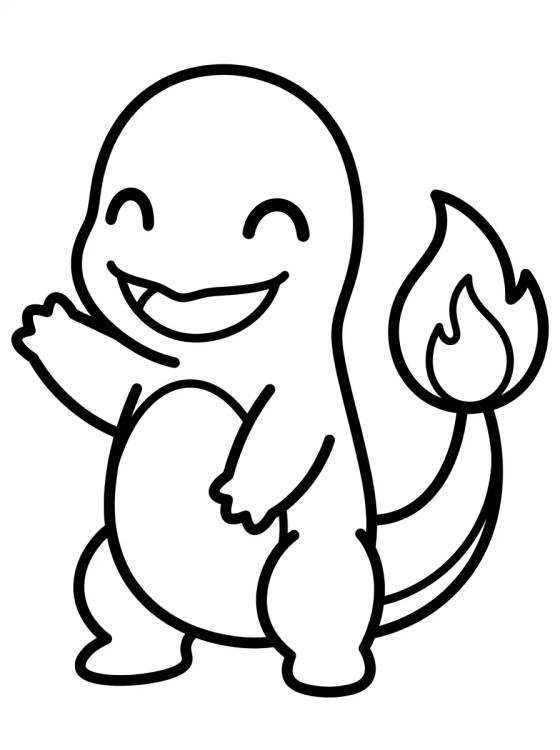 Happy Charmander with Little Flames para colorir Desenho de Happy Charmander with Little Flames para colorir e imprimir grátis