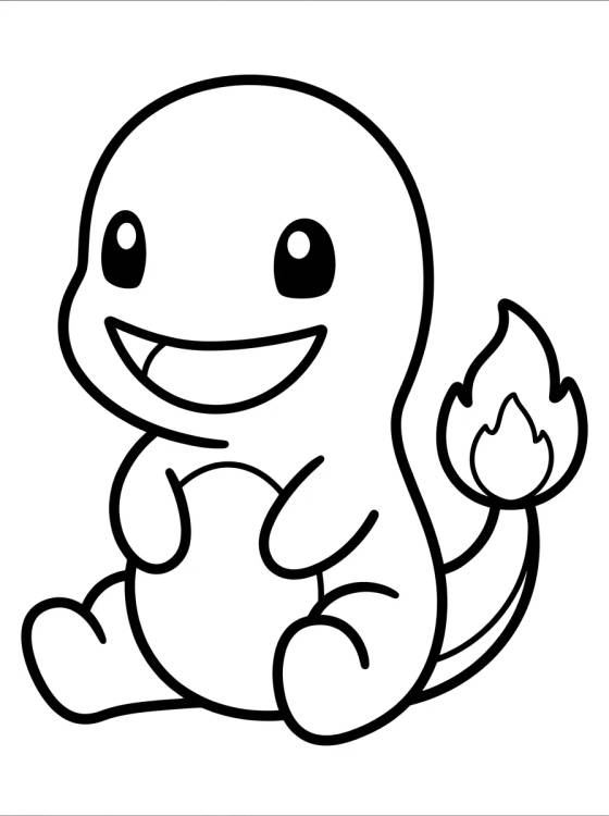 Kawaii Smiling Charmander para colorir Desenho de Kawaii Smiling Charmander para colorir e imprimir grátis