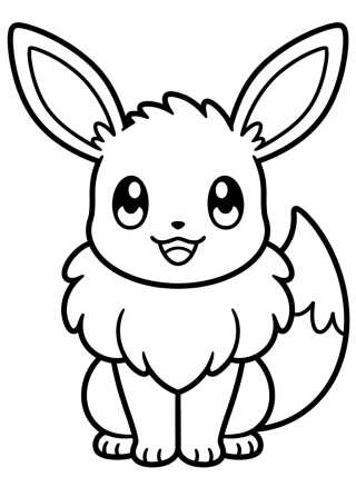 Cute Sitting Eevee para colorir Desenho de Cute Sitting Eevee para colorir e imprimir grátis