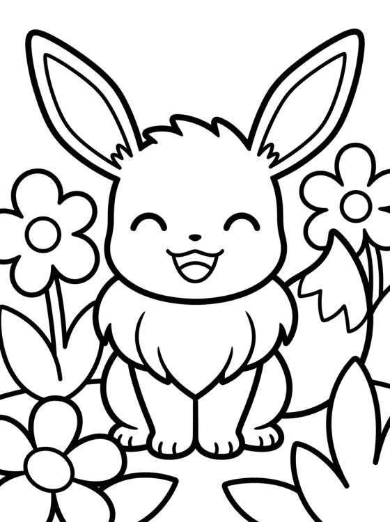 Smiling Eevee in the Garden para colorir Desenho de Smiling Eevee in the Garden para colorir e imprimir grátis