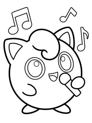 Jigglypuff Singing Happily para colorir Desenho de Jigglypuff Singing Happily para colorir e imprimir grátis