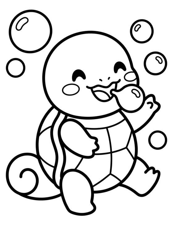 Squirtle Playing with Bubbles para colorir Desenho de Squirtle Playing with Bubbles para colorir e imprimir grátis