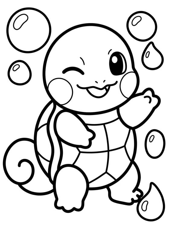 Squirtle Playing in the Water para colorir Desenho de Squirtle Playing in the Water para colorir e imprimir grátis