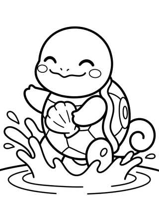 Cute Squirtle Playing in Water para colorir Desenho de Cute Squirtle Playing in Water para colorir e imprimir grátis