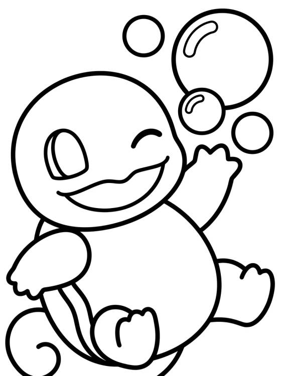 Kawaii Squirtle Playing with Water para colorir Desenho de Kawaii Squirtle Playing with Water para colorir e imprimir grátis