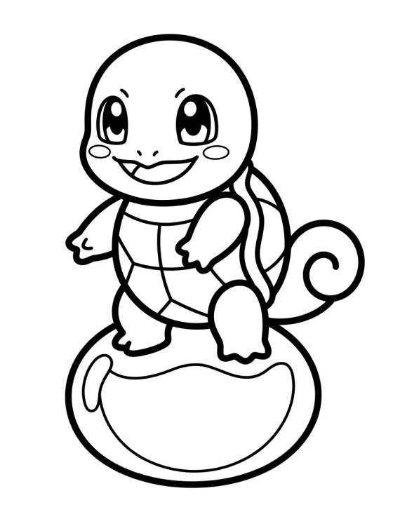 Kawaii Squirtle Playing in Water para colorir Desenho de Kawaii Squirtle Playing in Water para colorir e imprimir grátis