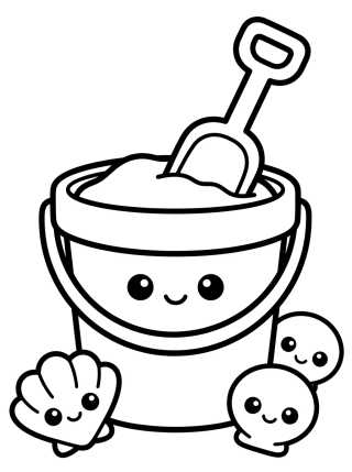 Sand Bucket and Spade para colorir Desenho de Sand Bucket and Spade para colorir e imprimir grátis