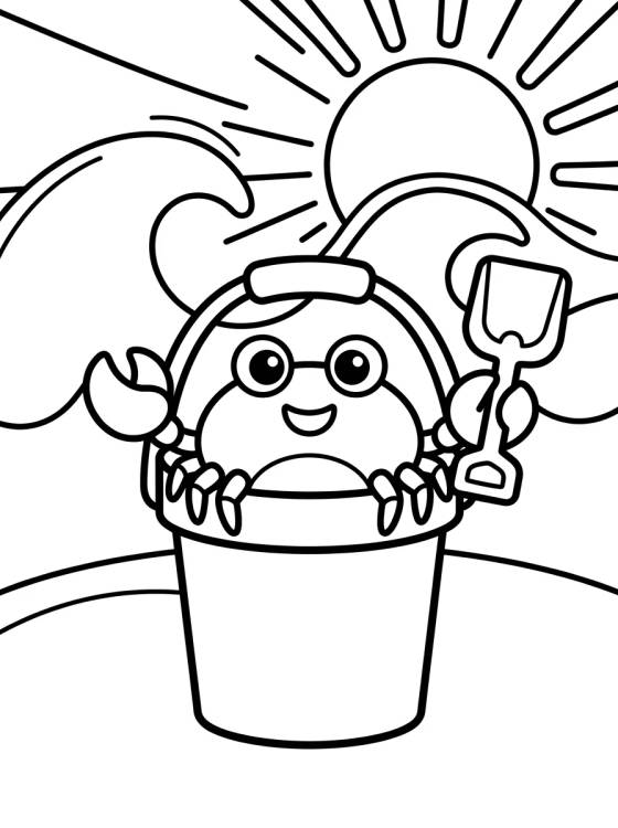 Little Crab in the Sand Bucket para colorir Desenho de Little Crab in the Sand Bucket para colorir e imprimir grátis
