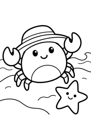 Happy Crab in the Sand para colorir Desenho de Happy Crab in the Sand para colorir e imprimir grátis