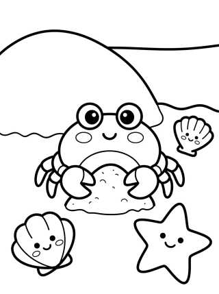 Cute Crab on the Sand para colorir Desenho de Cute Crab on the Sand para colorir e imprimir grátis