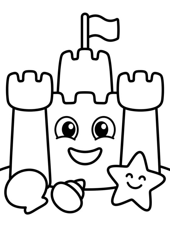 Smiling Sandcastle para colorir Desenho de Smiling Sandcastle para colorir e imprimir grátis