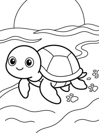 Little Turtle Walking on Sand para colorir Desenho de Little Turtle Walking on Sand para colorir e imprimir grátis