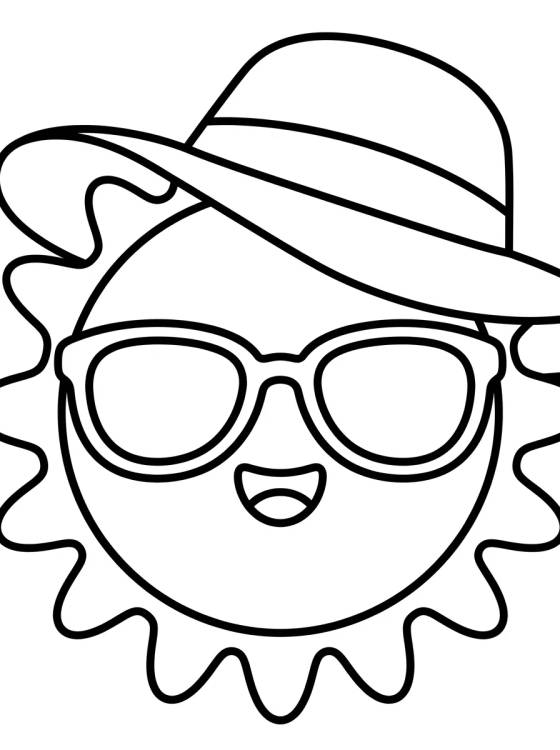 Cute Little Sun in Sunglasses para colorir Desenho de Cute Little Sun in Sunglasses para colorir e imprimir grátis
