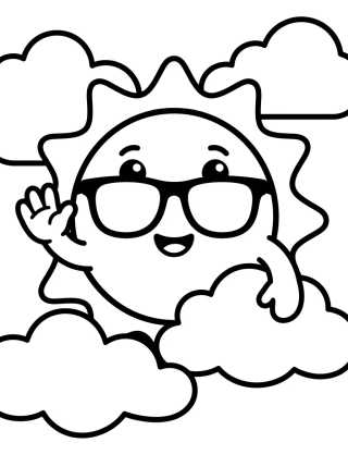 Kawaii Sunny with Sunglasses para colorir Desenho de Kawaii Sunny with Sunglasses para colorir e imprimir grátis