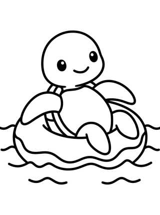Cute Turtle with a Donut Float para colorir Desenho de Cute Turtle with a Donut Float para colorir e imprimir grátis
